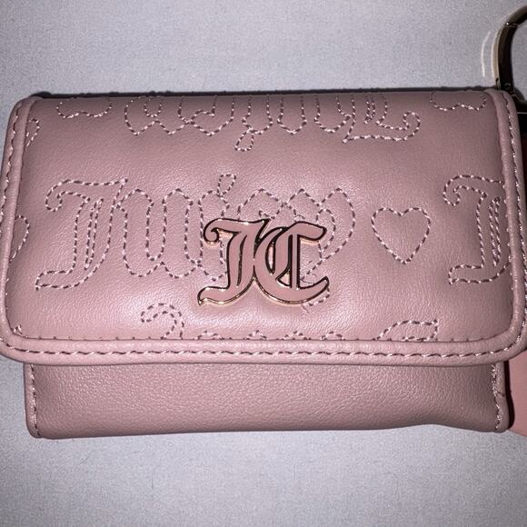 Juicy Couture Dusty Blush Pink League Double Sided Trifold Wallet Card Case NEW - Picture 2 of 10